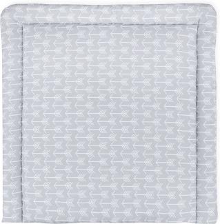 KraftKids Wickelauflage in weiße Pfeile auf Grau, Wickelunterlage 60x70 cm (BxT), Wickelkissen