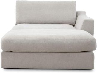 CAVADORE Sofa-Modul "Fiona" Longchair mit Armteil rechts / XXL-Recamiere passend zur Couchgarnitur Fiona / 139 x 90 x 199 /Webstoff beige