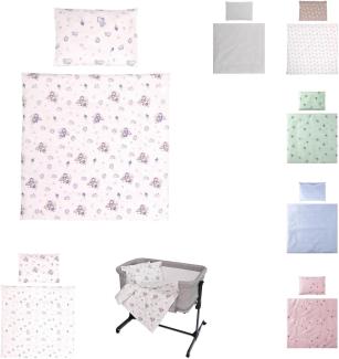 Lorelli Babybettwäsche-Set Eva 5-tlg Decke 75 x 75 cm, Kissen 29 x 42 cm, Bezüge blau