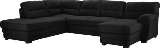 Mivano Wohnlandschaft Royale, Zeitloses Schlafsofa in U-Form mit Bettfunktion, Stauraum und hohen Rückenlehnen, 316 x 90 x 230, Mikrofaser, schwarz