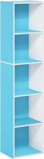 Furinno Luder Bücherregal mit 5 Etagen, Holz, Hellblau Weiß, 23. 7(D) x 30. 5(W) x 132. 2(H) cm
