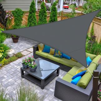 AXT SHADE Sonnensegel Wasserdicht Dreieckig 3x3x3m Wetterschutz Sonnenschutz PES Polyester mit UV Schutz für Terrasse Balkon Garten-Grau Anthrazit(Wir Machen Sondergrößen)