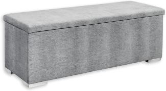 CHEST Sitzbank mit Stauraum und gepolstertem Deckel, Grau - Geräumige Sitztruhe für Boxspringbetten im Schlafzimmer - 140 x 52 x 49 cm (B/H/T)