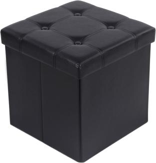 SONGMICS Sitzbank mit Stauraum belastbar bis 300 kg, Kunstleder, schwarz, 38 x 38 x 38 cm, LSF30B
