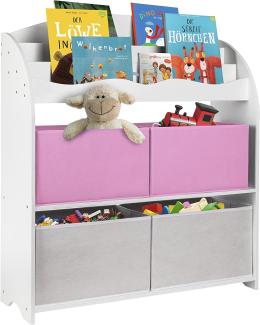 ONVAYA® Kinder Bücherregal Finn | Rosa | Kinderregal mit Boxen | Aufbewahrung von Büchern und Spielzeug | Organizer für Kinderzimmer (Bücherregal Rosa)