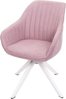 Esszimmerstuhl HWC-K27, Küchenstuhl Stuhl mit Armlehne, drehbar Stoff/Textil ~ rosa