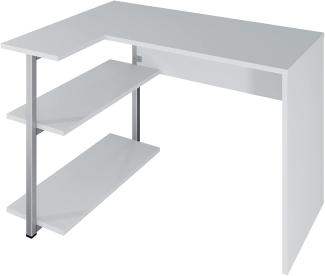 LEVIRA Schreibtisch mit Regal, Tisch Sieg II, 110 x 81 x 74 - Grau
