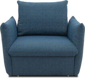 DOMO Collection Cloud Box Sessel mit Schlaffunktion und Boxspringfederung, Sofa mit Bettauszug, Polstersessel, Einzelsessel, blau, 120