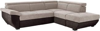 Mivano Ecksofa Speedway / Moderne Couch in L-Form mit verstellbaren Kopfteilen und Ottomane / 262 x 79 x 224 / Zweifarbiger Bezug, elephant/mud