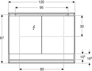 Geberit ONE Spiegelschrank mit ComfortLight, 2 Türen, Aufputzmontage, mit Nische, 120x90x15cm, 505.835.00, Farbe: weiss / Aluminium pulverbeschichtet - 505.835.00.2