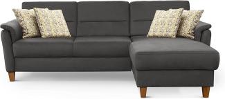 CAVADORE Ecksofa Palera / Federkern-Sofa in L-Form im Landhausstil / 244 x 89 x 163 / Mikrofaser-Bezug, Grau