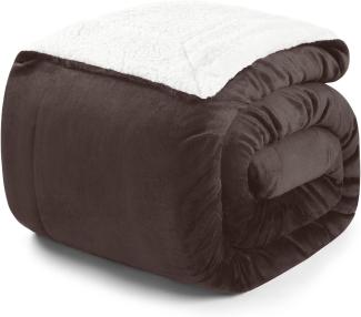 Blumtal Premium Sherpa Kuscheldecke 220 x 240 cm - warme Decke Oeko-TEX® zertifizierte Dicke Sofadecke, Tagesdecke oder Wohnzimmerdecke, Dunkelbraun