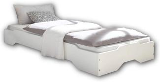Stella Trading SINGLE Stilvolles Einzelbett mit Liegefläche 90 x 200 cm - Komfortables Stapelbett aus massiver Kiefer, Weiß - 96 x 25 x 205 cm (B/H/T)