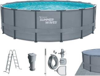 Summer Waves Elite Frame Pool | Aufstellpool rund | Komplettset | Grau | Ø 488x122 cm