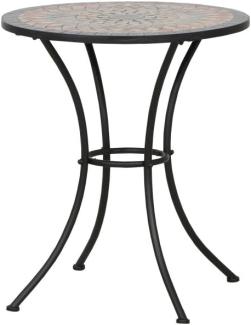 SIENA GARDEN Prato Tisch Ø60 x 71 cm Gestell Stahl matt-schwarz, Tischplatte Keramik mehrfarbig mosaikoptik