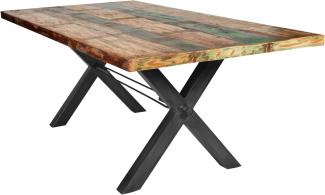 Esstisch 240x100 Altholz bunt Eisen Holztisch Speisetisch Küchentisch Tisch