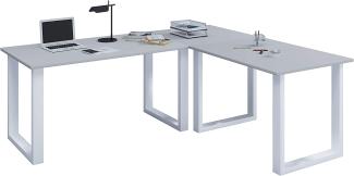 VCM Eck-Schreibtisch Lona 160x160x80 U-Füße Grau