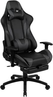 Flash Furniture Gaming Stuhl mit hoher Rückenlehne – Ergonomischer Bürosessel mit verstellbaren Armlehnen und Netzstoff – Perfekt als Zockerstuhl und fürs Home Office – Grau