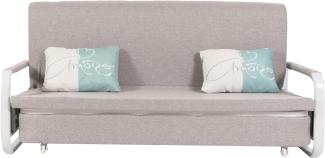 Schlafsofa HWC-M83, Schlafcouch Couch Sofa, Schlaffunktion Bettkasten Liegefläche, 190x185cm ~ Stoff/Textil hellgrau