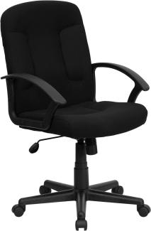 Flash Furniture Chefsessel, mittelhohe Rückenlehne, drehbarer Bürostuhl mit Nylon-Armlehnen, schwarz, 1 Stück
