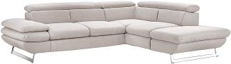 Mivano Ecksofa Prestige, Moderne Couch in L-Form mit Ottomane, Kopfteile und Armteil verstellbar, 265 x 74 x 223, Strukturstoff, beige