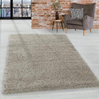 HomebyHome Shaggy Hochflor Teppich Wohnzimmer 120 x 170 cm Natur - Teppich Flauschig, Modern, Plüsch und Extra Weich - Ideal für Schlafzimmer, Esszimmer und als Küchenteppich