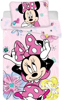 Disney Bettwäsche Set Minnie Butterfly Baby 100 x 135 Bettdecke + 40 x 60 cm Kopfkissen, 100% Baumwolle