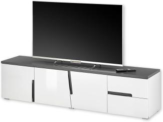 BOSTON TV-Lowboard in Weiß, Anthrazit - Moderner TV Schrank mit Schubladen und viel Stauraum für Ihr Wohnzimmer - 176 x 44 x 38 cm (B/H/T)