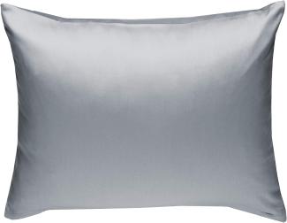 Bettwaesche-mit-Stil Mako-Satin / Baumwollsatin Bettwäsche uni / einfarbig grau Kissenbezug 70x90 cm