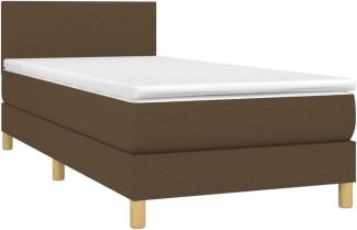 vidaXL Boxspringbett mit Matratze Dunkelbraun 100x200 cm Stoff