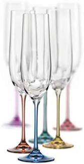 Bohemia Crystal Spectrum Rainbow Champagnerflöten mit bunten Kristallen 6 Stück je Basis eine andere Farbe, bleifrei