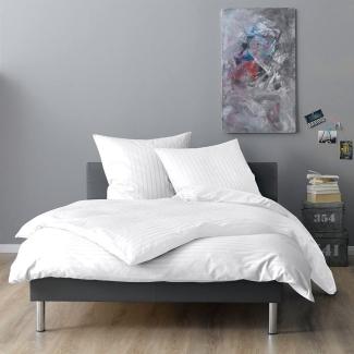 Lorena Mako-Satin Bettwäsche Verona | Bettbezug einzeln 155x220 cm | weiss