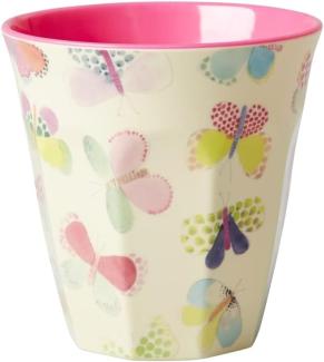 Rice Melamin Becher Butterfly Print Medium Pink