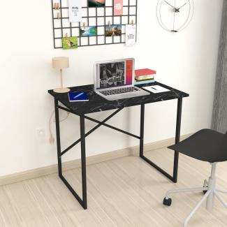 Schreibtisch Tjeldsund 75x90x60 cm Marmor, schwarz [en. casa]