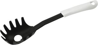 Fackelmann Spaghettilöffel 32,5 cm ARCADALINA, Nudellöffel mit praktischem Griff, Pastalöffel mit Funktionsteil aus Kunststoff für beschichtete Töpfe und Pfannen (Farbe: Schwarz-Weiß), Menge: 1 Stück