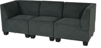 Modular 3-Sitzer Sofa Couch Lyon, Stoff/Textil ~ anthrazit-grau, hohe Armlehnen