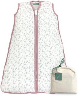 molis&co. Baby-Schlafsack. 2.5 TOG. Größe: 95 cm (18-36 Monate). Ideal für die Übergangszeit und den Winter. Superweich und warm. Floral Pink. Premium-Musselin mit Futter.