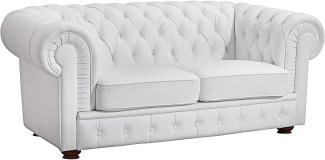 Bridgeport Sofa 2-Sitzer pigmentiertes Nappaleder Weiß Buche Nussbaumfarben