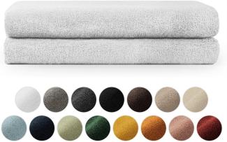 Blumtal Premium Frottier Handtücher Set mit Aufhängschlaufen - Baumwolle Oeko-TEX Zertifiziert, weich, saugstark - 2X Badetuch (70x140 cm), Weiß