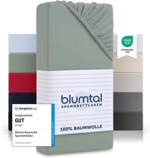 Blumtal® Spannbettlaken 140x200cm Basics Jersey - Bettbezug 140x200cm aus 100% Baumwolle - Oeko-TEX zertifiziertes Spannbetttuch 140x200cm - Matratzenbezug 140x200cm - Bettbezug - Summergreen - Grün