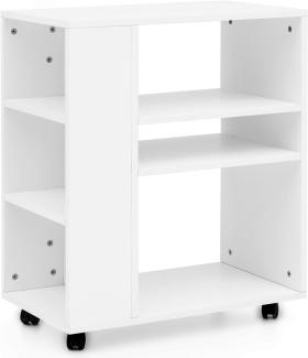 KADIMA DESIGN Regal BRENTA - Elegantes Multifunktionsmöbel mit Rollen und viel Stauraum. Farbe: Weiß