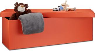 Relaxdays Faltbare Sitzbank HxBxT 38 x 114 x 38 cm, XL Kunstleder Sitztruhe, Aufbewahrungsbox mit Stauraum, Orange