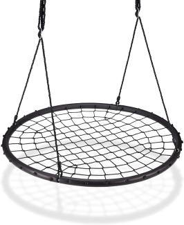 Relaxdays Nestschaukel mit Netz, Ø120cm, Garten Tellerschaukel für Kinder u. Erwachsene, bis 150kg, verstellbar, schwarz