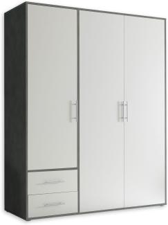 VALENCIA Kleiderschrank in Matera, Weiß - Vielseitiger Drehtürenschrank 3-türig mit viel Stauraum für Ihr Schlafzimmer - 155 x 195 x 60 cm (B/H/T)