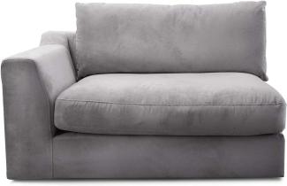 CAVADORE Sofa-Modul "Fiona"mit Armteil links / individuell kombinierbar als Ecksofa, Big Sofa oder Wohnlandschaft / 138 x 90 x 112 / Webstoff silbergrau