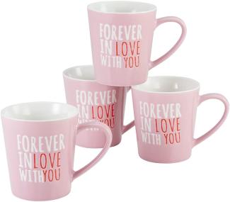 CreaTable 33034 Forever In Love With You Kaffeebecher, 420 ml, rosé (4er Pack)
