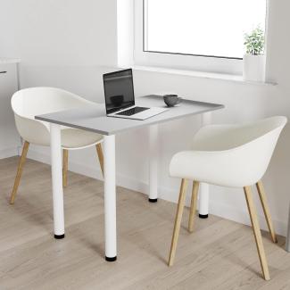 100x60 | Esszimmertisch - Esstisch - Tisch mit weißen Beinen - Küchentisch - Bürotisch | Light Graphite
