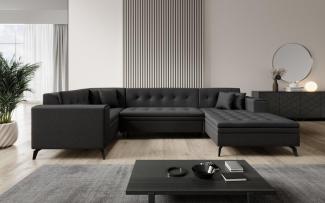 Designer Sofa Neola mit Schlaffunktion Stoff Schwarz Rechts