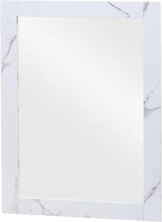 Wandspiegel HWC-L86, Badezimmer Badspiegel Spiegel Badmöbel, MVG-zertifiziert 72x52cm ~ Marmor-Optik weiß
