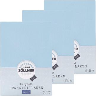Julius Zöllner Spannbetttuch Jersey 70x140 / 60x120 Hellblau 3er Pack